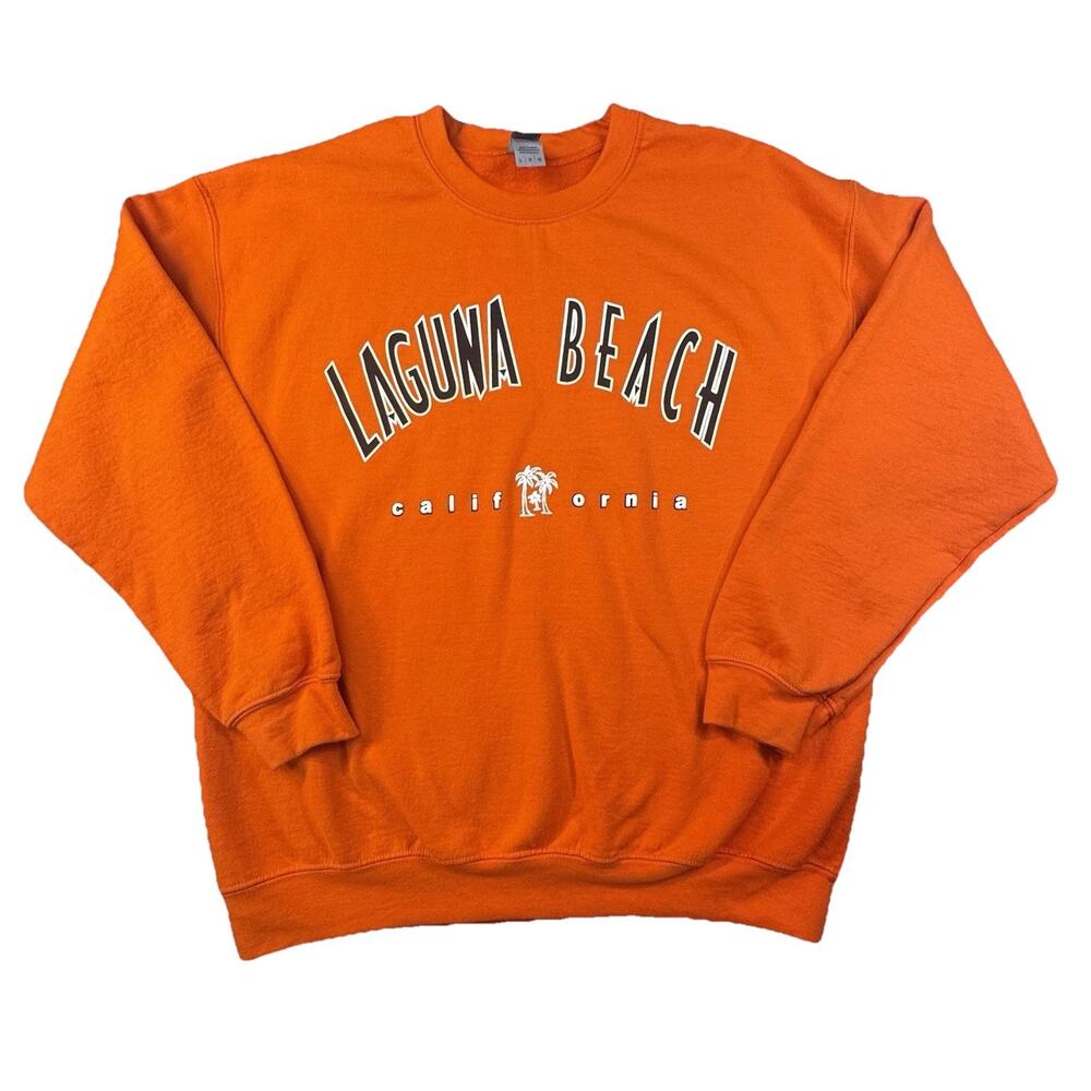 Laguna Beach California Crewneck Sweatshirt Orange Size Large -384